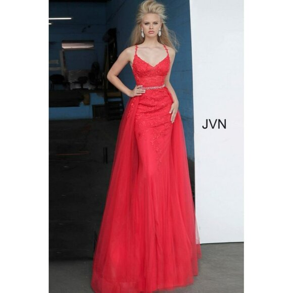 NWT JVN PROM COLLECTION Gorgeous Red Dress Size 6 Retail $599 - Picture 6 of 13